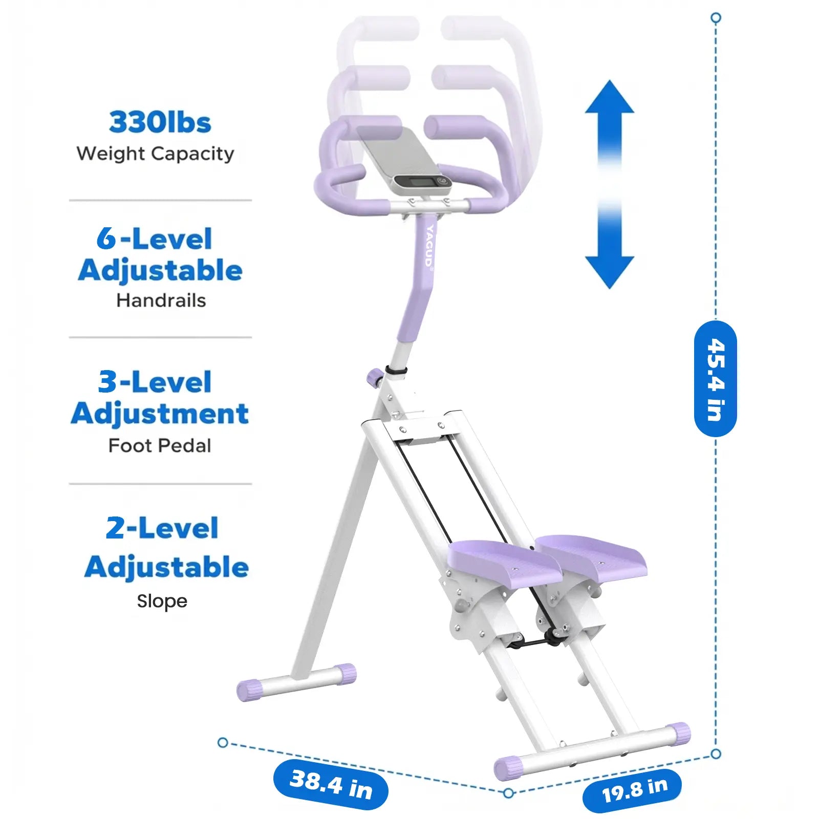 Yagud Fitness Stair Stepper with Handlebar - Extended Step Range Climber for Leg and Core Training, Home Exercise Equipment by Summerwins
