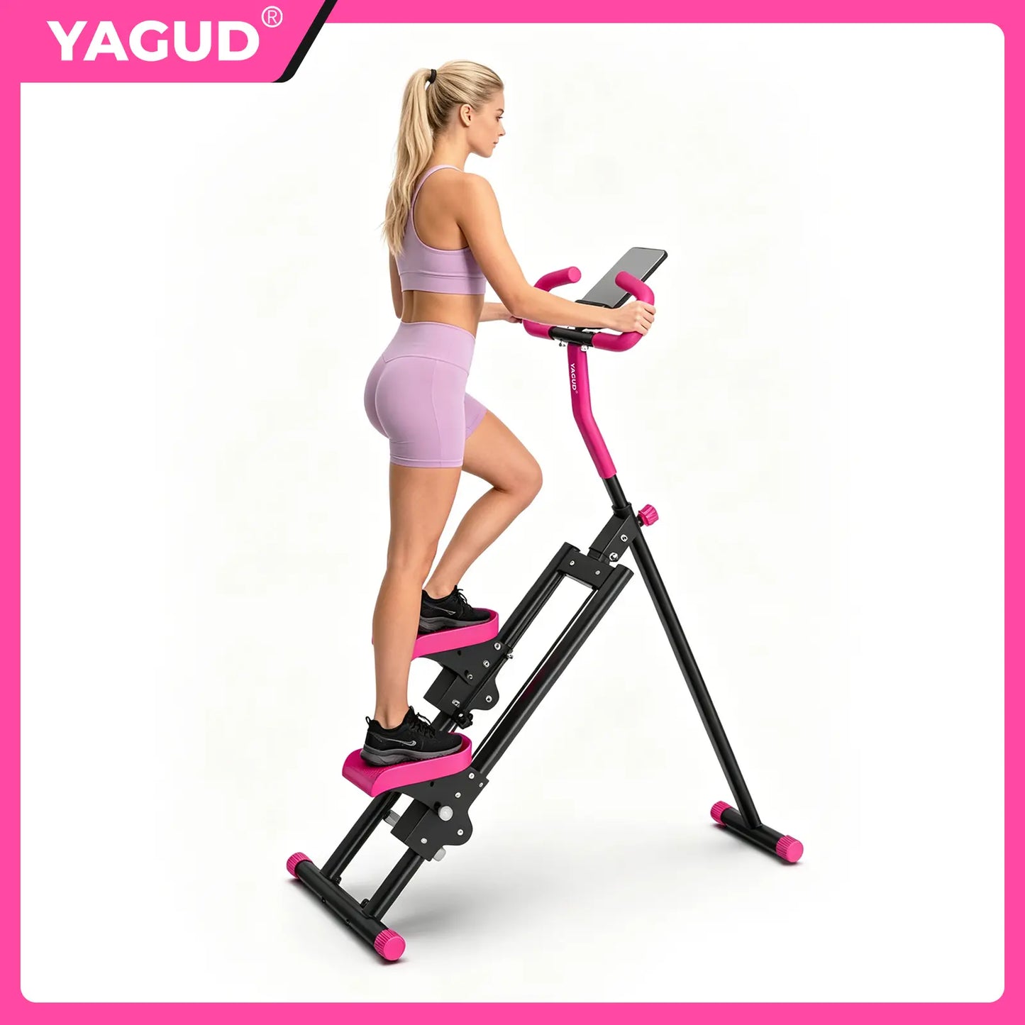 Yagud Fitness Stair Stepper with Handlebar - Extended Step Range Climber for Leg and Core Training, Home Exercise Equipment by Summerwins