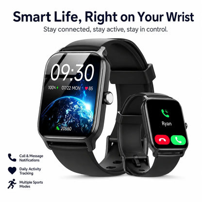 Smart Watch for Men and Women, 2.01" Touch Screen Lifestyle Watch with Message Reminder, Step Counter, Alarm, Timer, Music Control, Comfortable Strap, Compatible with Most Ios and Android Smartphones Fathersdaygift