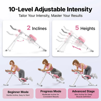 Merach Adjustable Ab Trainer Machine with LCD Monitor, 10-Level Adjustable Resistance, Foldable Ab Exercise Machine for Abs, Arm, Leg, Buttocks Shaper, Core & Ab Trainer at Home Gym for Women Summervibes