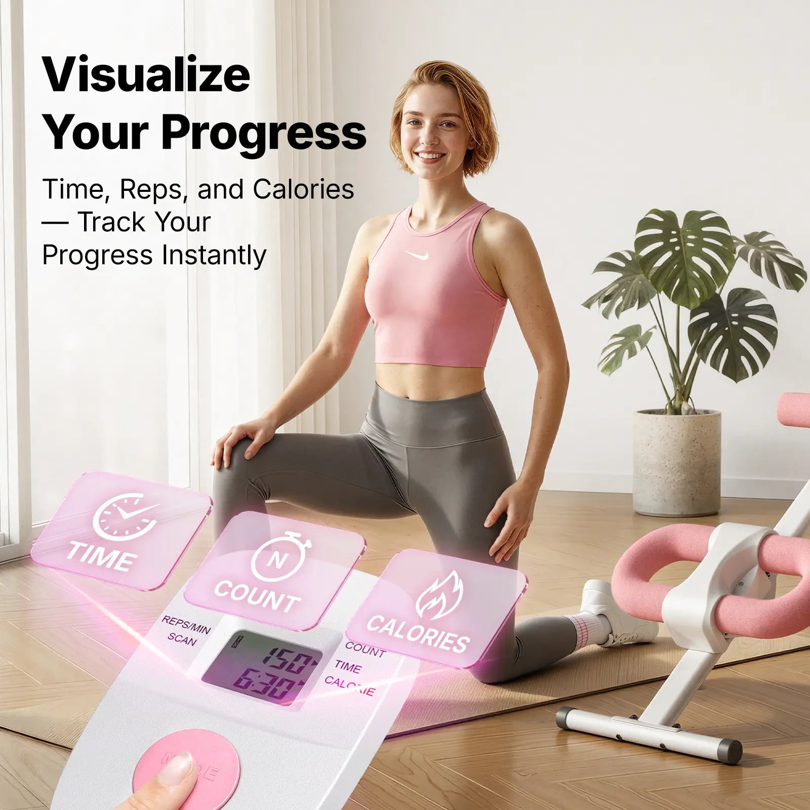 Merach Adjustable Ab Trainer Machine with LCD Monitor, 10-Level Adjustable Resistance, Foldable Ab Exercise Machine for Abs, Arm, Leg, Buttocks Shaper, Core & Ab Trainer at Home Gym for Women Summervibes